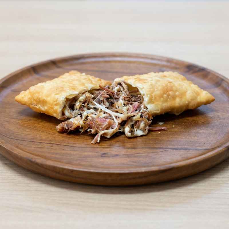 O primeiro de Curitiba! Massa artesanal recheada com uma deliciosa costela desfiada fogo de chão e queijo. Uma explosão de sabores, em parceria com @rosabrasilfogodechão. Experimente esta exclusividade!