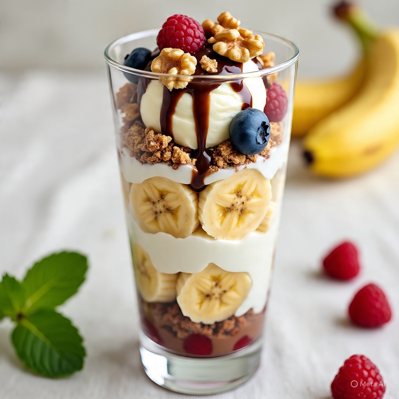 Platano, Berries mix con crema