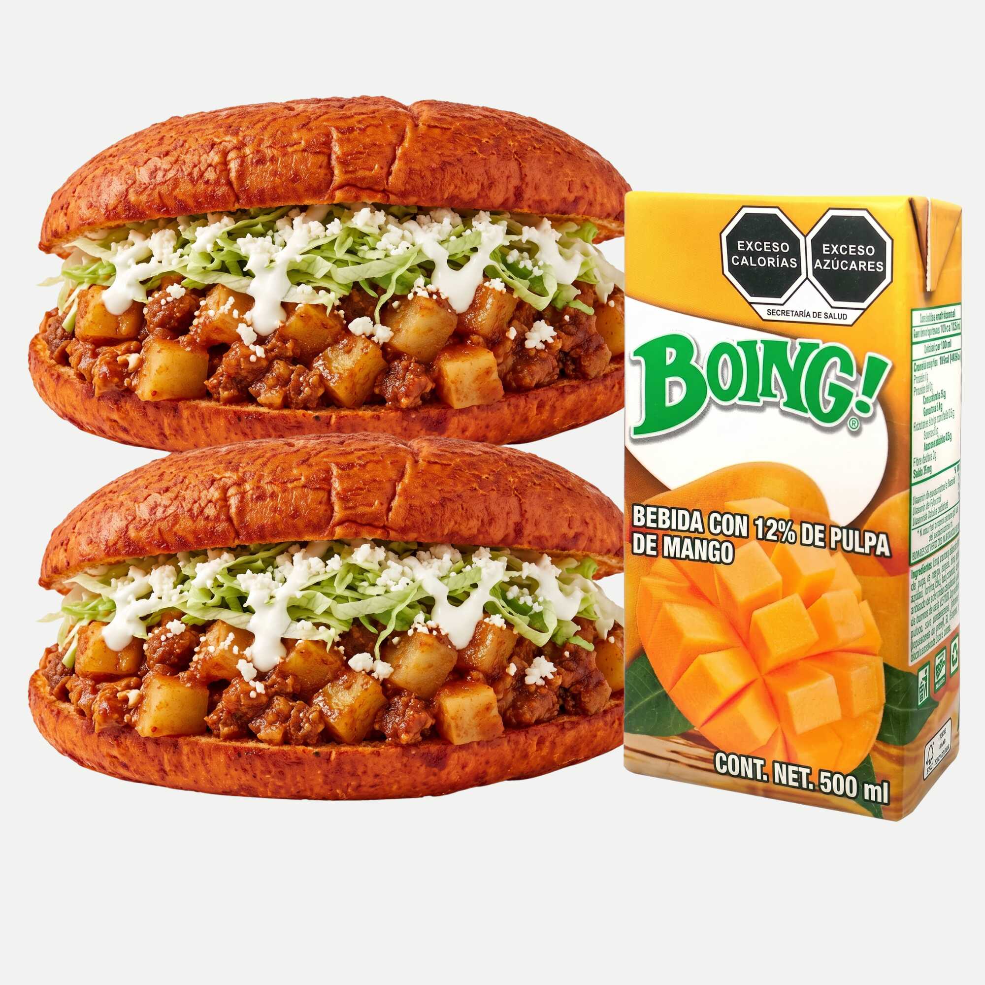 Dos Pambazos + Boing de Mango 500 Ml