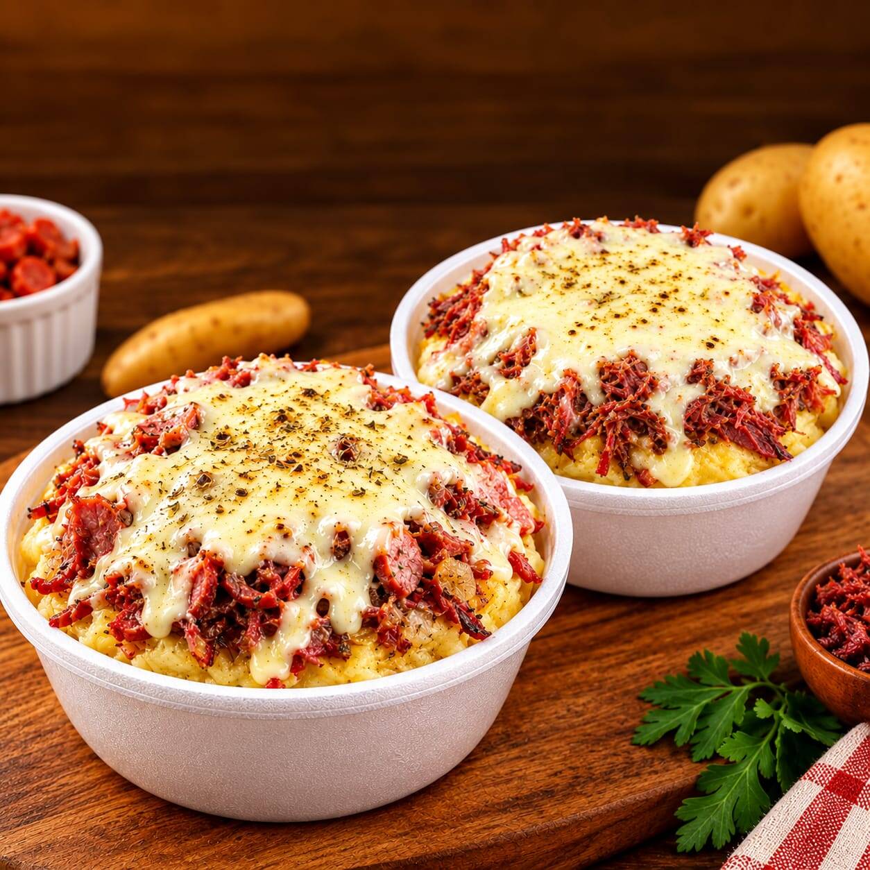 Promoção Dupla Batata Recheada
2 batatas recheadas de 360g cada para deixar qualquer fome no chinelo!
️ 1 Batata de Calabresa — calabresa bem temperada, recheio cremoso e aquela cobertura irresistível de queijo gratinado.
1 Batata de Carne Seca — carne seca desfiada, cremosa e saborosa, finalizada com queijo gratinado.
São 720g de puro sabor! Perfeitas para dividir ou para quem está com aquela fome de respeito.
Na promoção: 2 batatas recheadas por um preço especial!
Peça já e aproveite essa dupla deliciosa! ️
