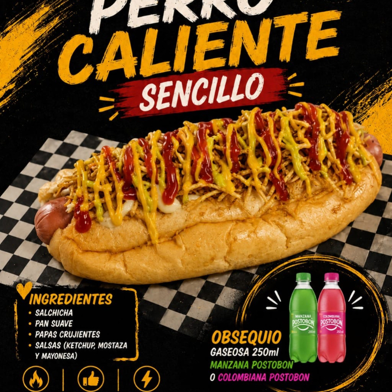 PERRO SENCILLO + GASEOSA 250 ML