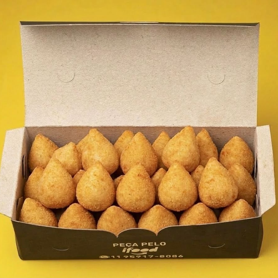 Box contendo 25 mini coxinhas com 20g cada