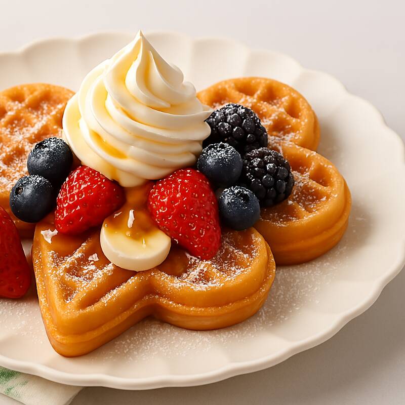 Waffle Frutos Del Bosque mas Cafe Latte