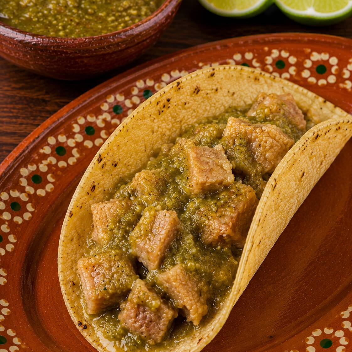 Pza. Tacos Maiz Chicharrón en Salsa Verde