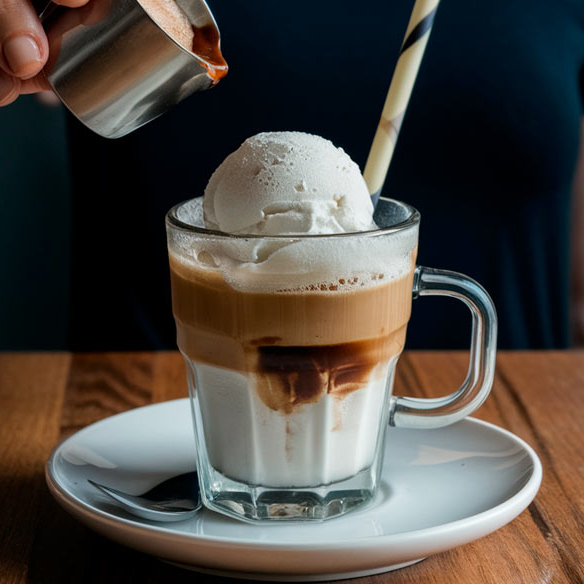 CAFE CAPUCHINO CON HELADO DE VAINILLA