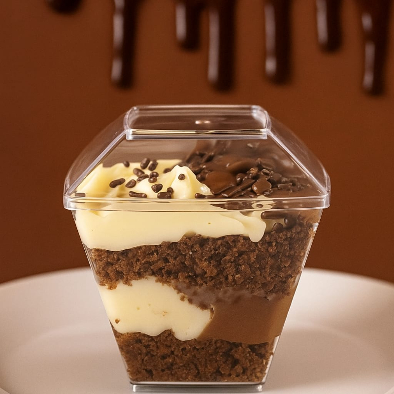 Uma explosão de sabor e cremosidade! Feito com camadas de bolo de chocolate bem molhadinho, recebe de um lado o recheio cremoso de chocolate e do outro o suave recheio de Ninho, criando a combinação perfeita entre os dois sabores. Vem mais uma camada de bolo fofinho, seguida de mais recheio dos dois amores – chocolate e Ninho – e, para finalizar, uma cobertura irresistível de creme e granulado por cima. Um clássico que conquista corações!