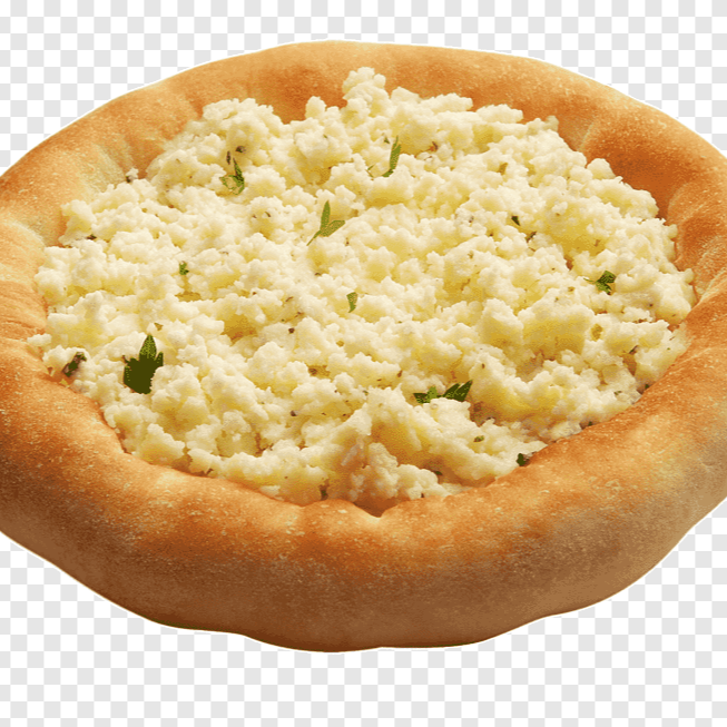 Queijo branco temperado.