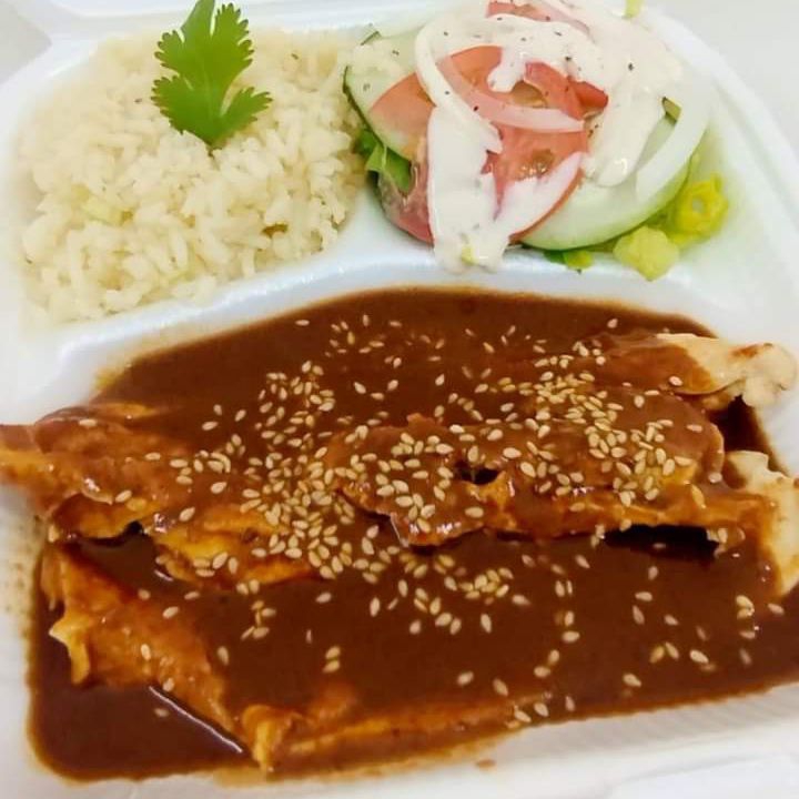 Pollo a la plancha en mole