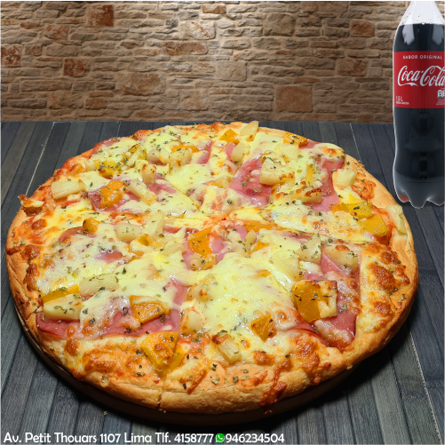 Pizza Hawahiana y Gaseosa de 1.5 L