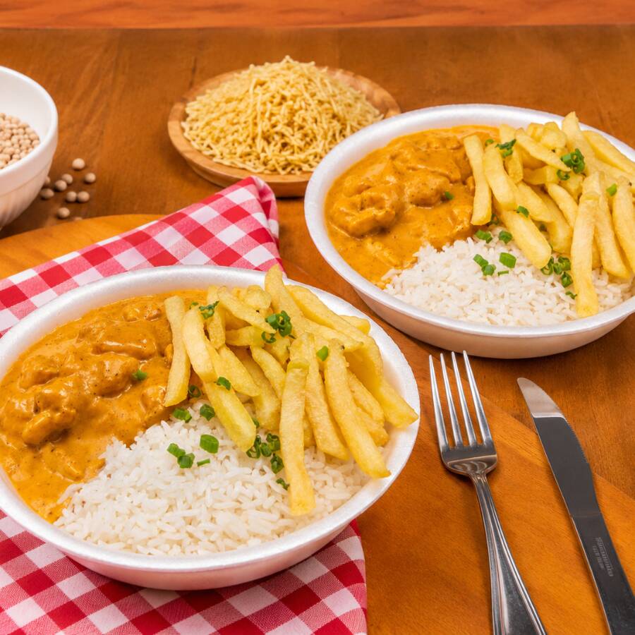 PROMOCAO DO DIA 2 ESTROGONOFE DE FRANGO COM BATATA FRITA