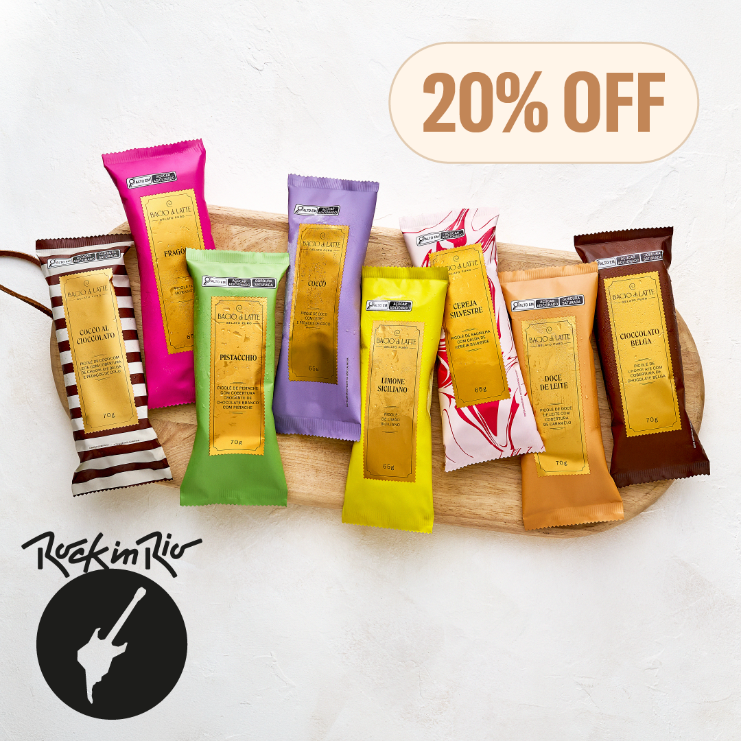 Na compra de 8 picolés, ganhe 20% OFF.