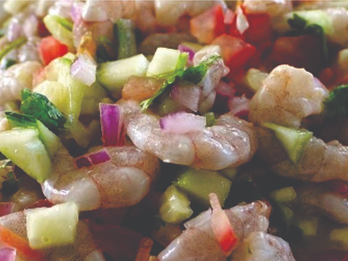 Tostada Ceviche de camarón
