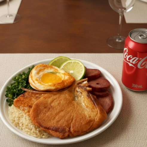 A virada paulista é um prato típico da culinária brasileira, muito apreciado na região de São Paulo. É composto por feijão, arroz, linguiça toscana na brasa , ovo frito, carré suíno e couve refogada. Uma combinação de sabores e texturas que promete satisfazer os paladares mais exigentes. Experimente essa delícia paulista em nosso delivery e surpreenda-se com todo o sabor e tradição desse prato tão querido pelos brasileiros. Um Carré, uma linguiça Toscana, um Ovo frito  Acompanha-se  de arroz, feijão , farofa macarrão.