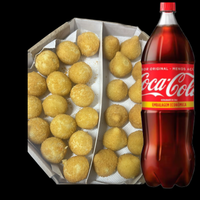 15 unidade coxinha + 15 unidade bolinha de queijo + 1 coca 2ltrs
