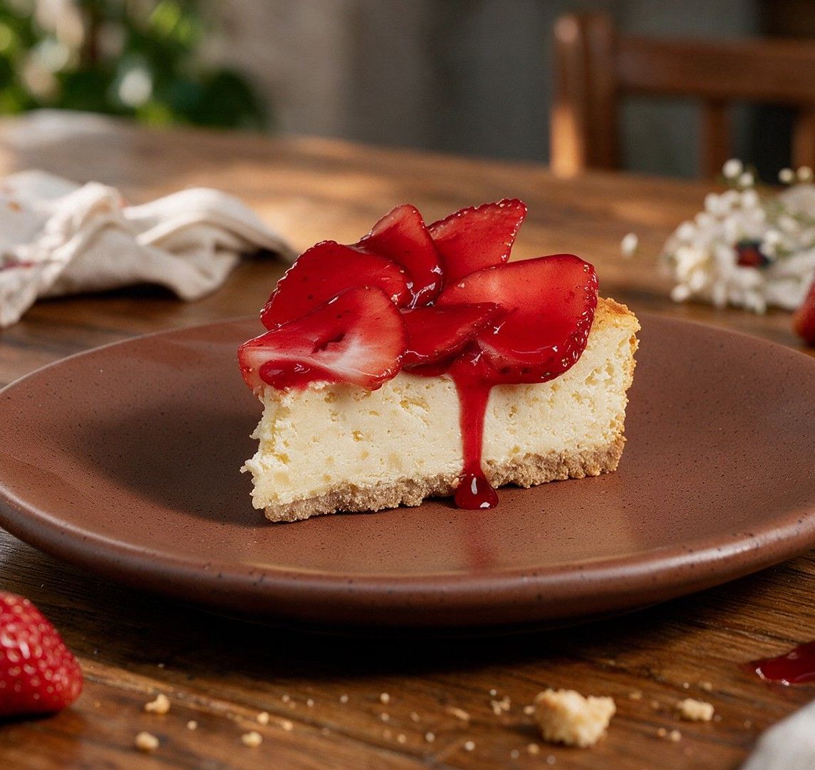 Pastel de queso con fresa