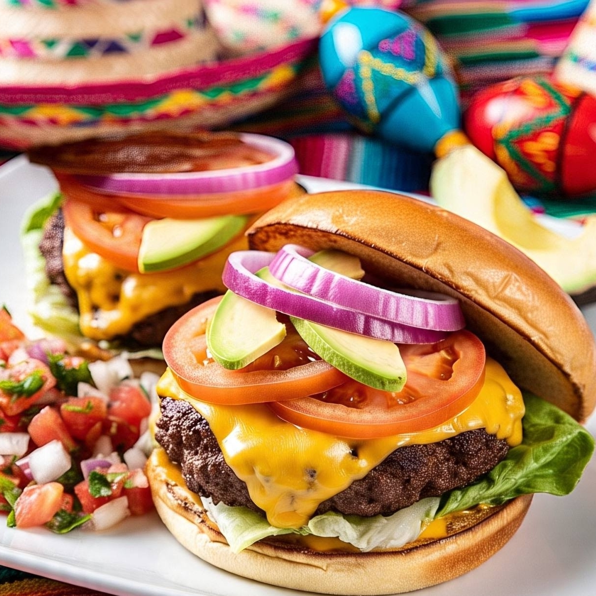 2x1 HAMBURGUESA DE CARNE AL ESTILO MEXICANO