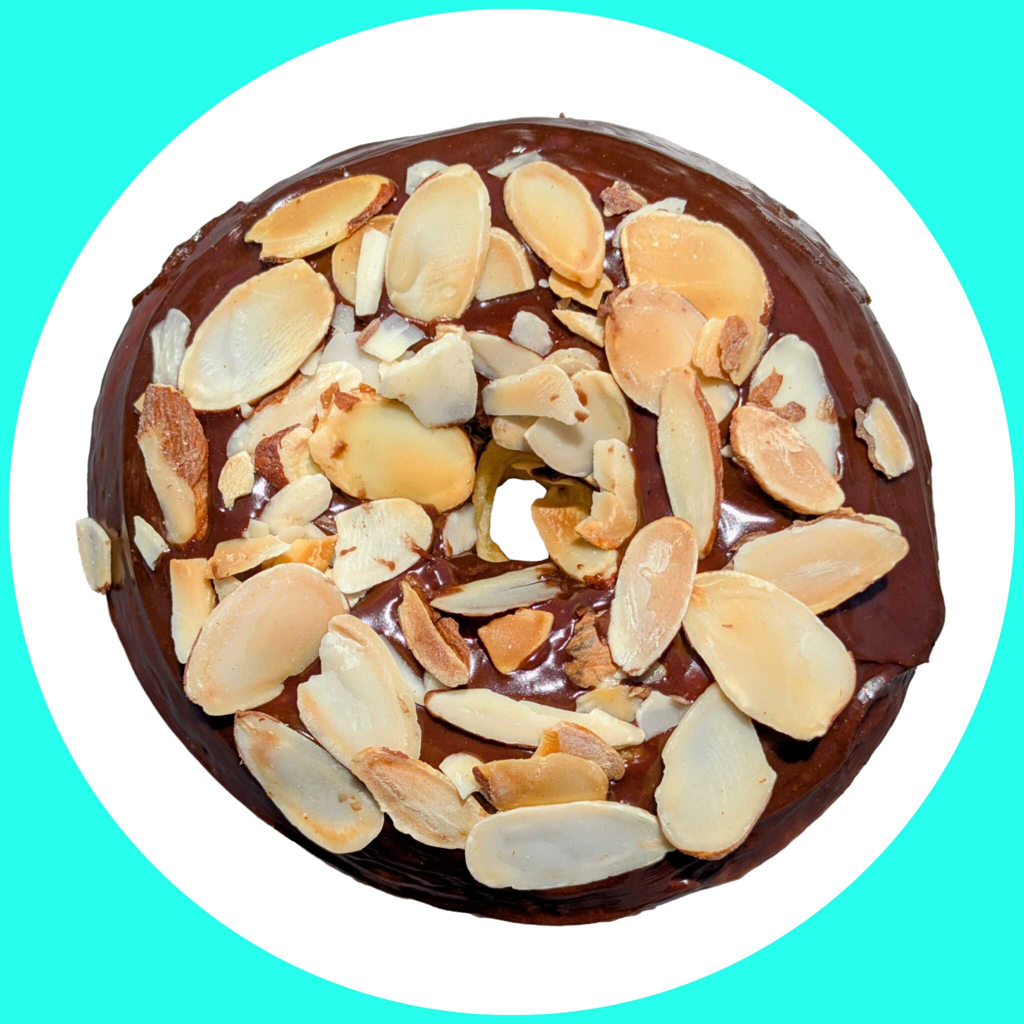 Dona cubierta de chocolate con almendra