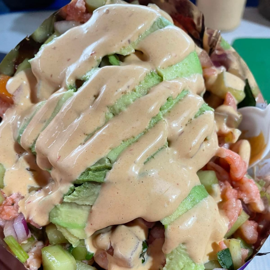 Tostimixto de ceviche y aguachile