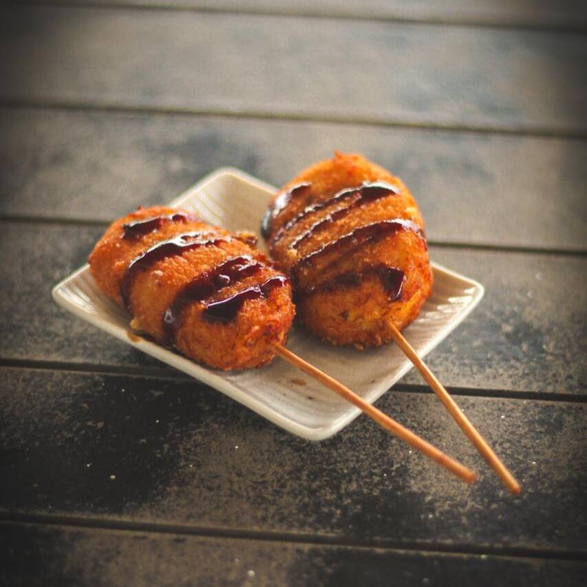 Kushiagues de plátano con queso