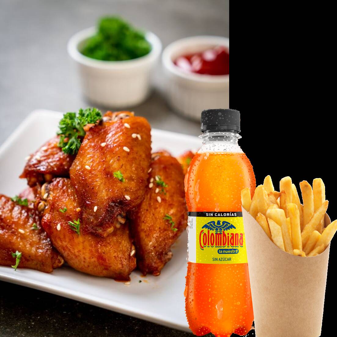 Combo 10 Piezas de Alitas BBQ + Papas + Gaseosa