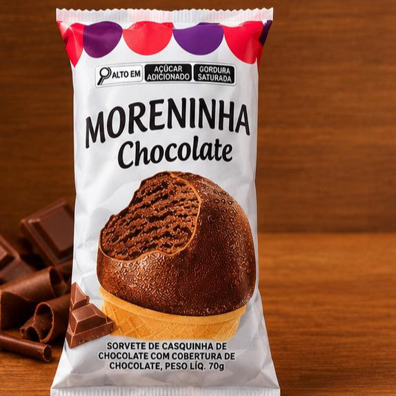 Muito chocolate em uma só mordida! Sorvete cremoso de chocolate com deliciosa cobertura de chocolate. Para os chocólatras de plantão!