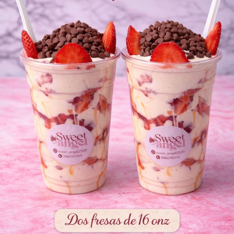 Combo Dos Fresas Con Crema 16 Onzas.