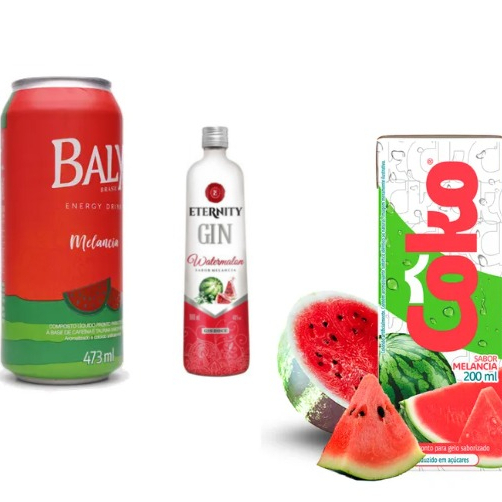 Gin de Melancia + Gelo de melancia e Energético