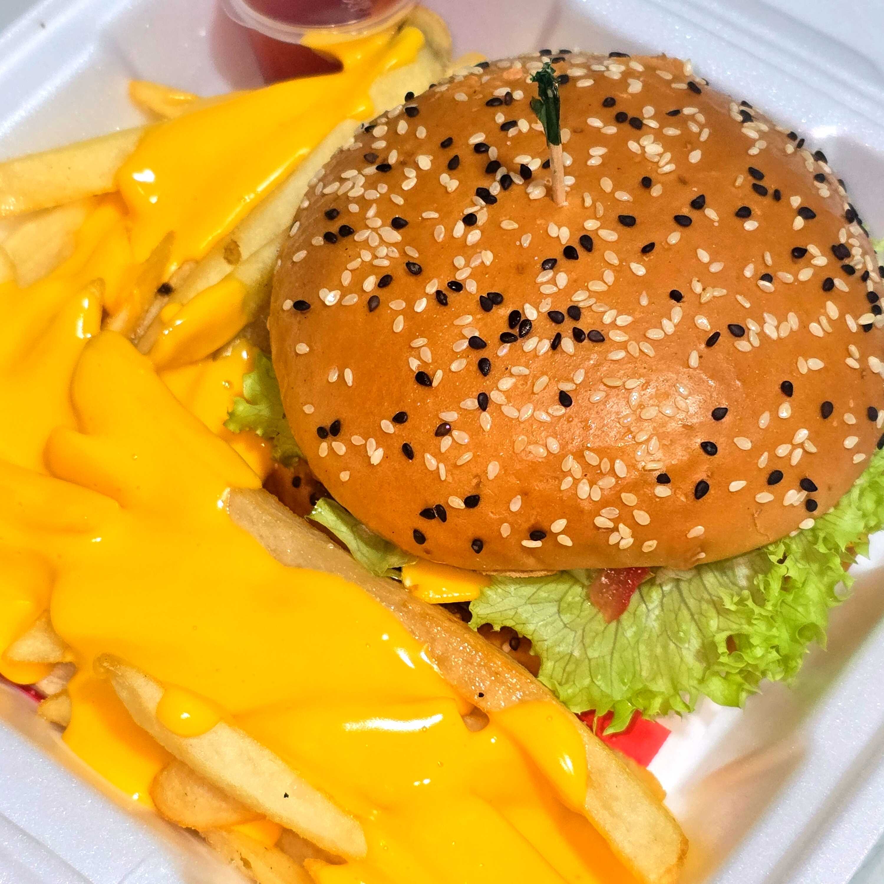 Hamburguesa especial + papas