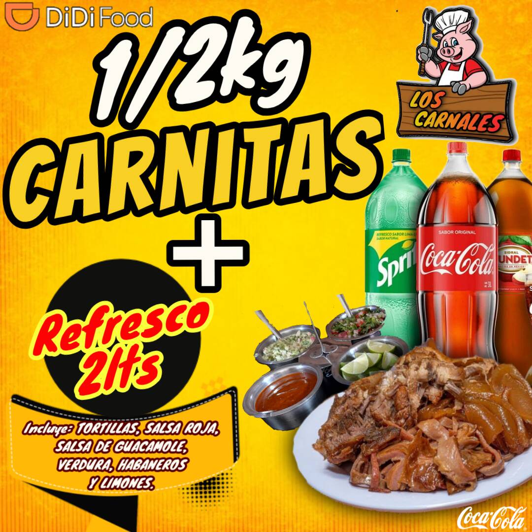 1/2 kg de Carnitas + Refresco.