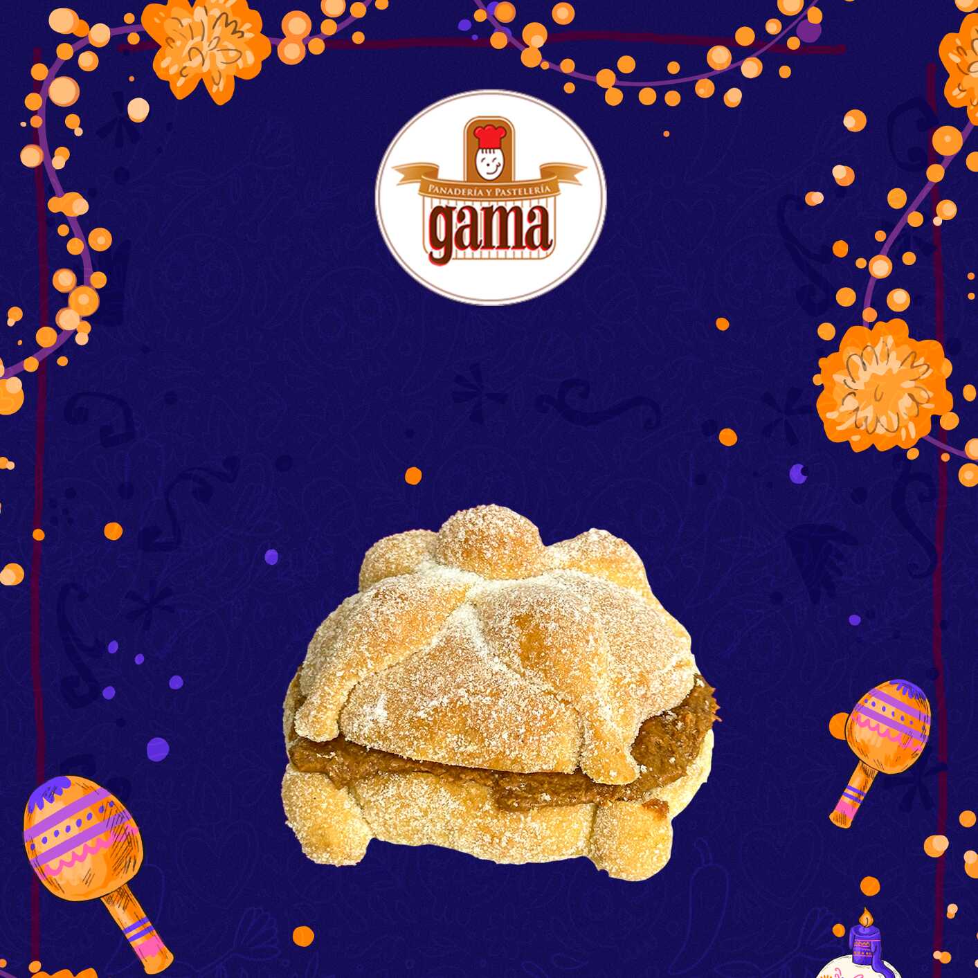 Pan de Muerto Ind. Relleno de Cajeta con Nuez