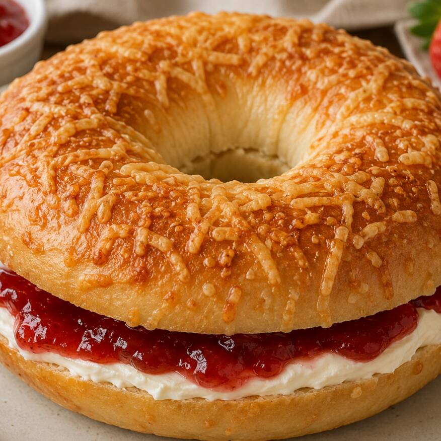 Baguel Mermelada y queso crema