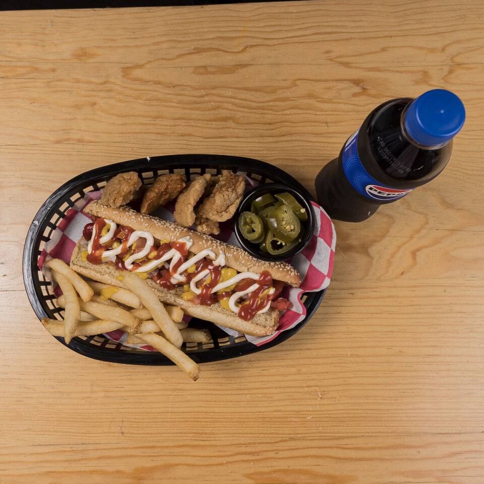 COMBO HOT DOG + PAPAS FRITAS + 4 BONELESS+ PEPSI