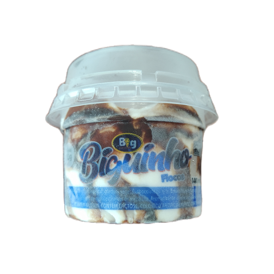 O Biguinho de Flocos é um dos clássicos e muito popular. Ele combina uma massa cremosa com gotinhas de chocolate e é uma das opções mais vendidas e amadas da marca.