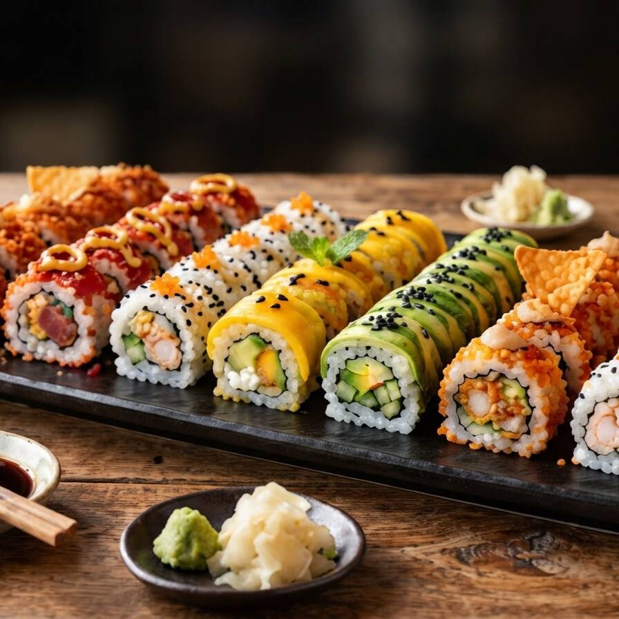 7 Rollos de Sushi mas Mini Bolitas Mix 200