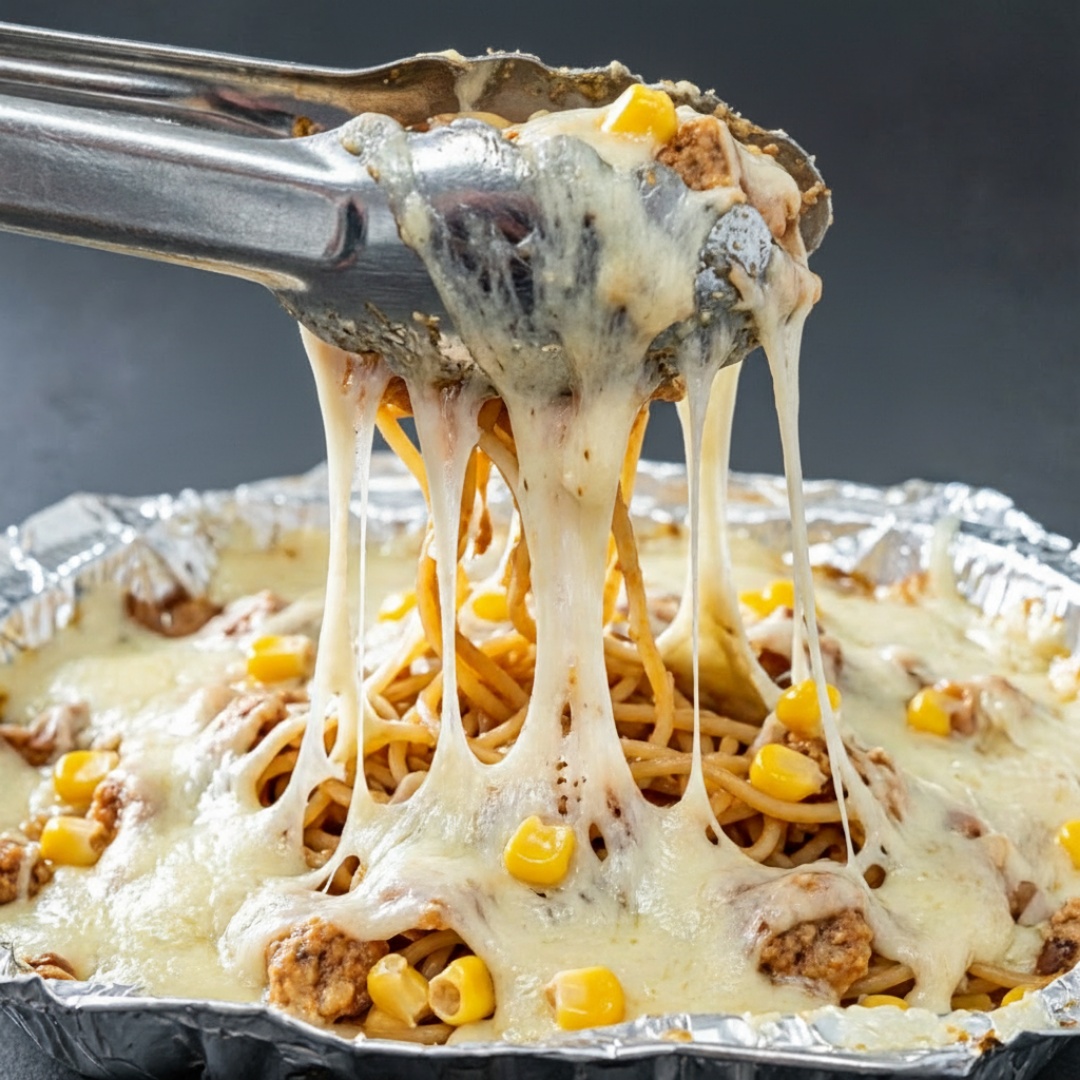 (Peso total -+ 1kg) 400g de espaguete +frango desfiado+milho+ bacon+cebola+pimentão +mussarela por cima