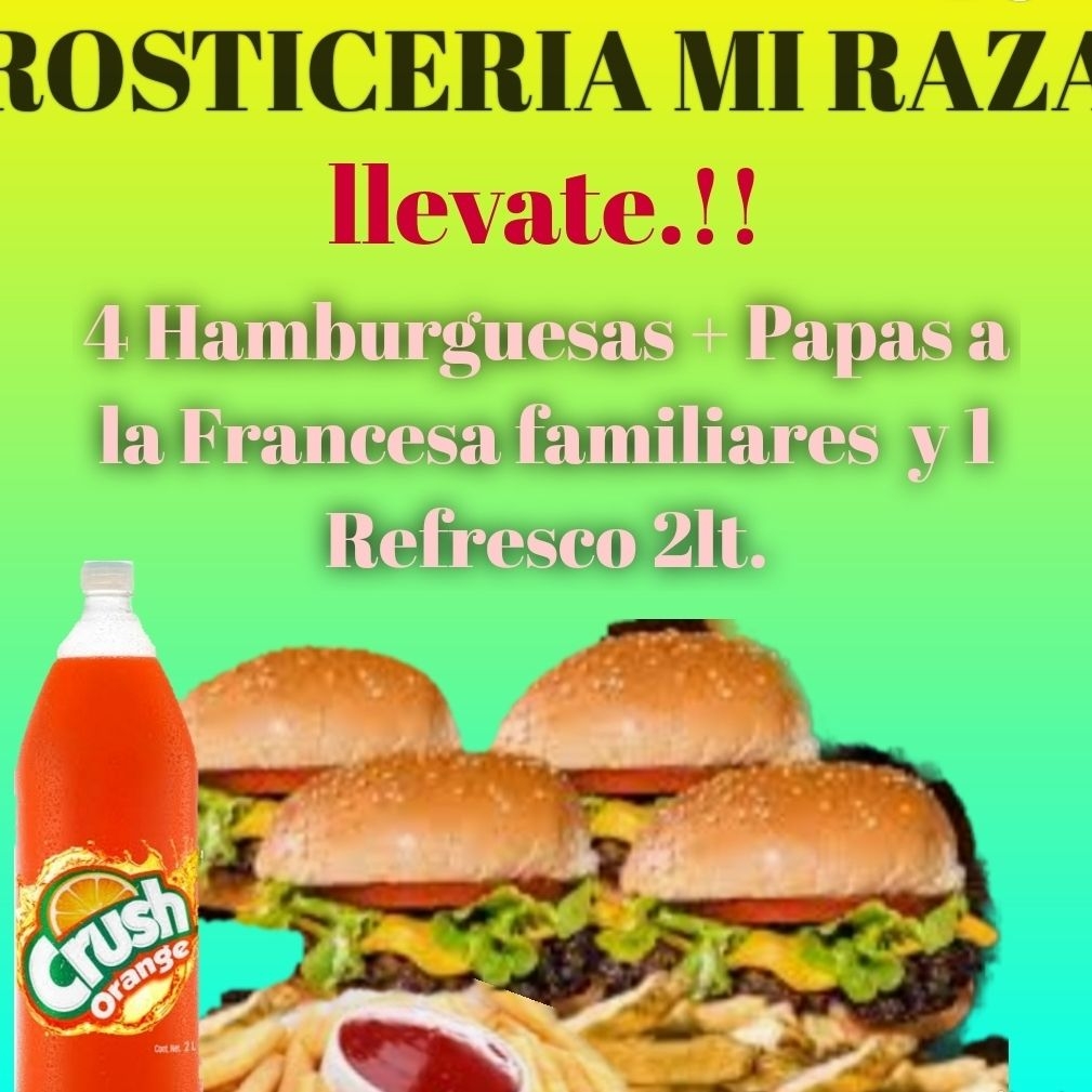 Paquete 13 - 4 Hamburguesa Combo