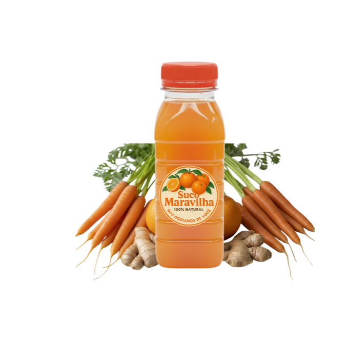 Laranja + Cenoura + Gengibre + Gelo