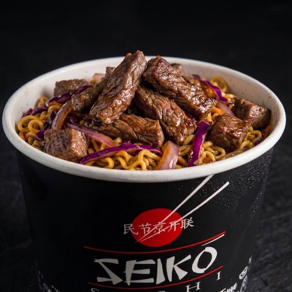 Combinação especial do nosso macarrão com carne e legumes
