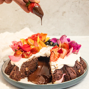 Volcan de Chocolate y frutas Casero