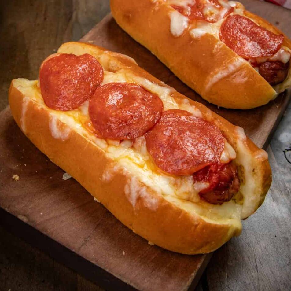hot dog pizza con papas