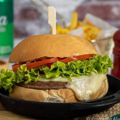 Hambúrguer, Queijo, Alface, Tomate e Pão de Hambúrguer