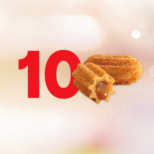 Combo com 10 Minichurros de Doce de leite. O doce que todo mundo gosta. Peça agora.