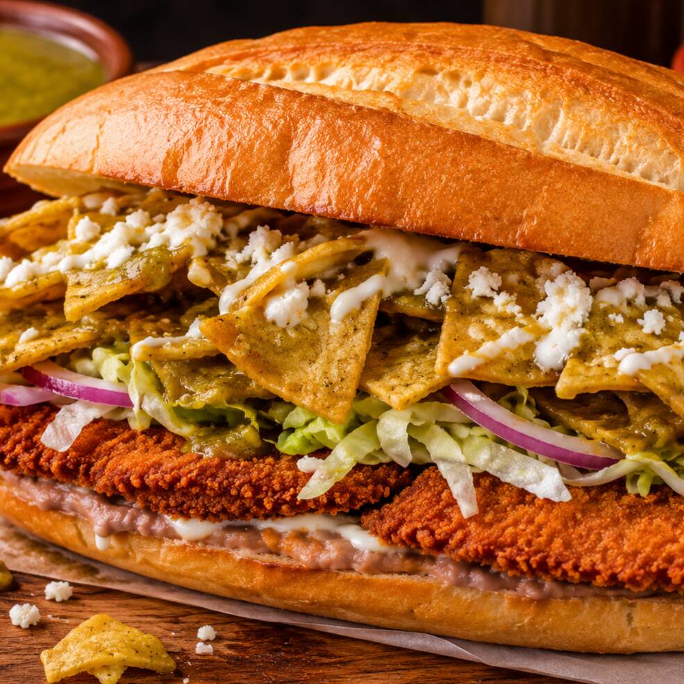 TORTA DE MILANESA CON CHILAQUILES