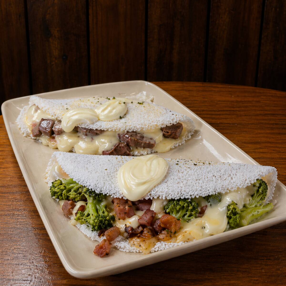 3 Tapiocas Salgadas Com Vários Sabores À Sua Escolha. Massa 100% Artesanal E Muito Sabor Em Um Combo Perfeito!