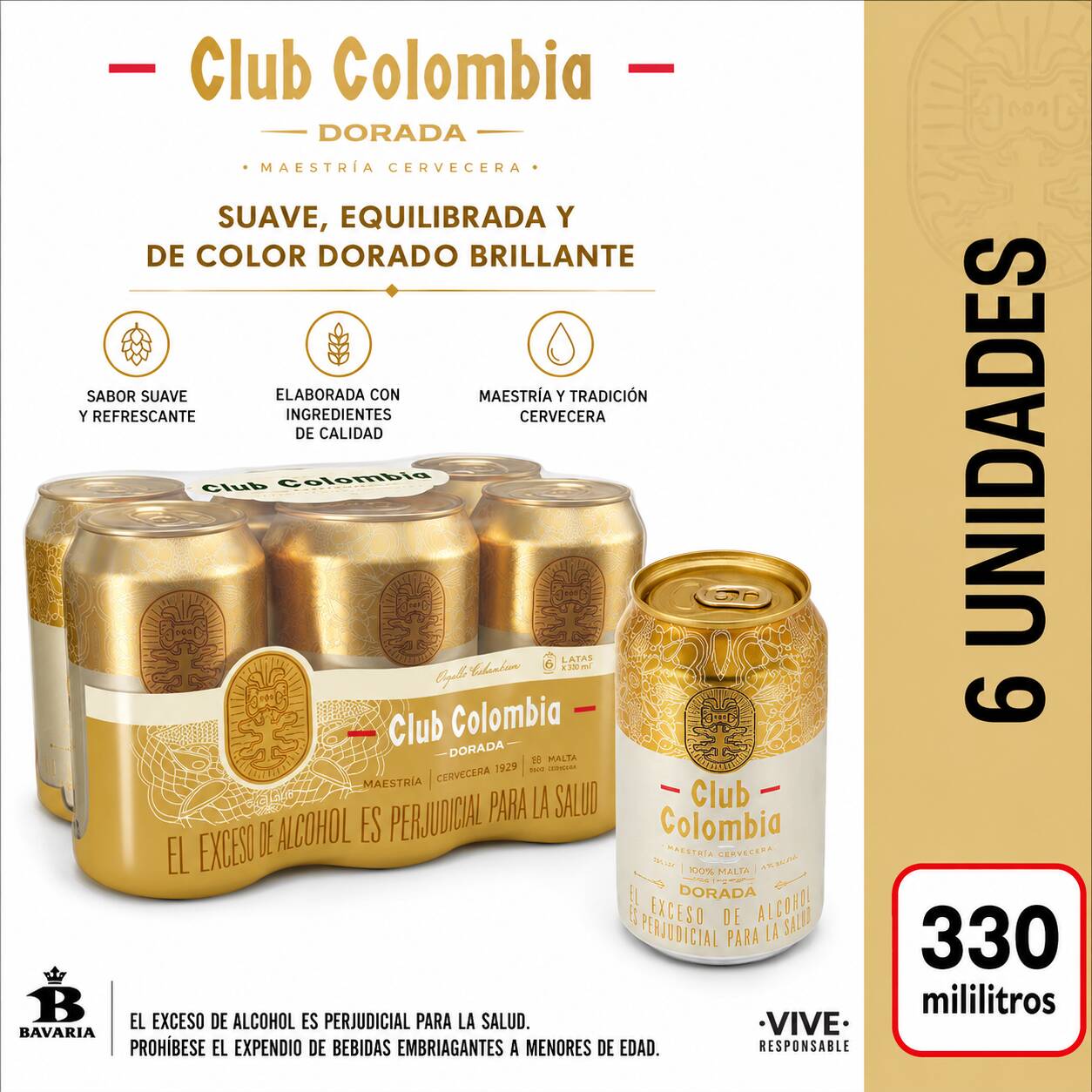 Club Colombia Six Pack Lata X 330 Ml