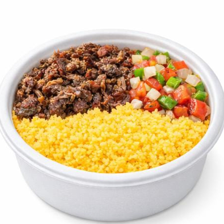 Delicioso Cuscuz quentinho Com Charque , e vinagrete Opcional.