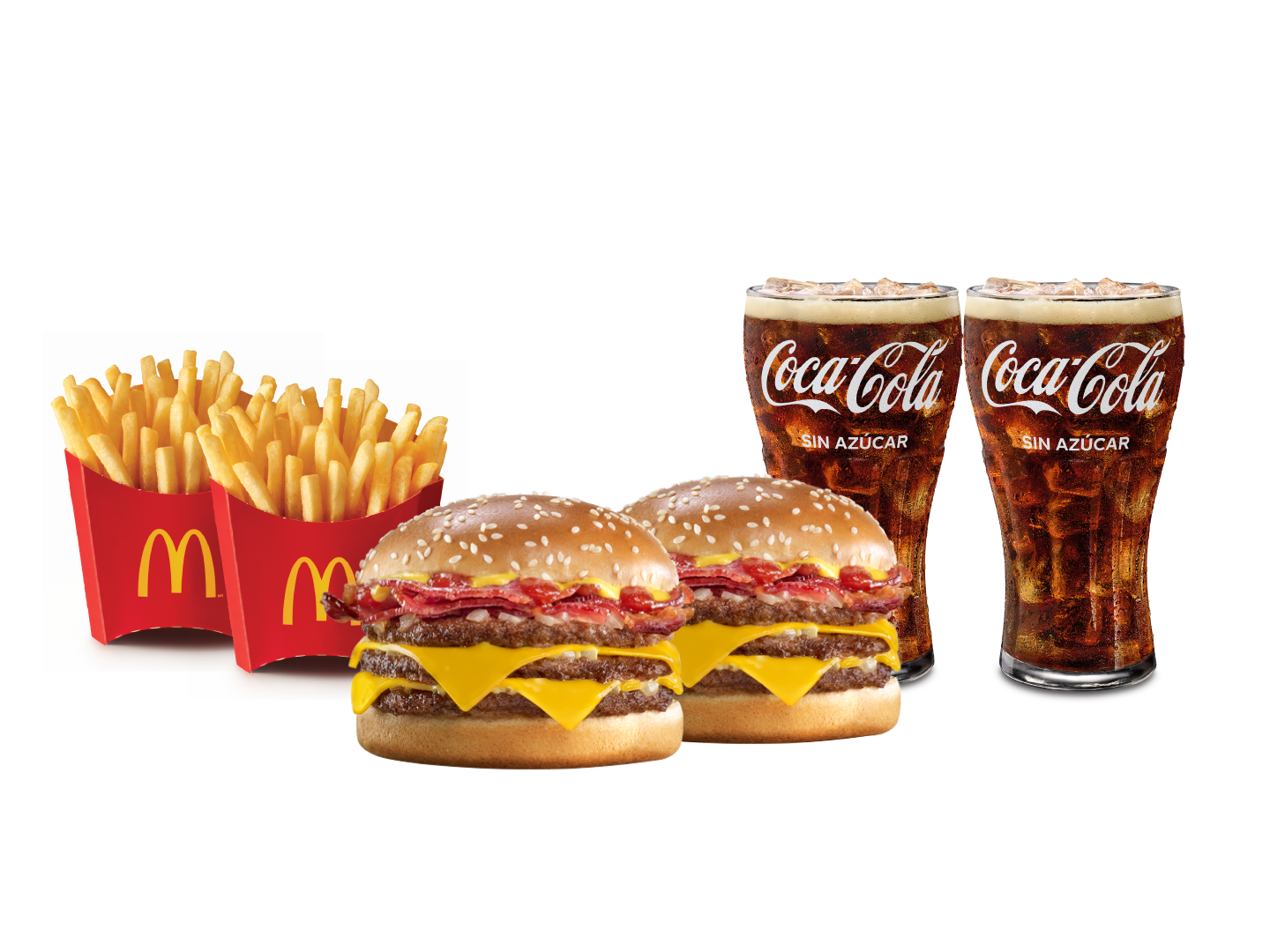 2 Triple con Bacon, 2 McPapas® Medianas y 2 Bebidas Medianas