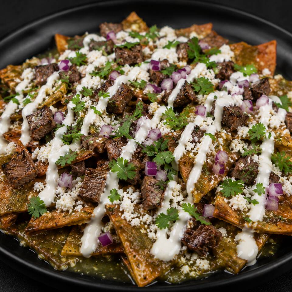 Chilaquiles con Arrachera