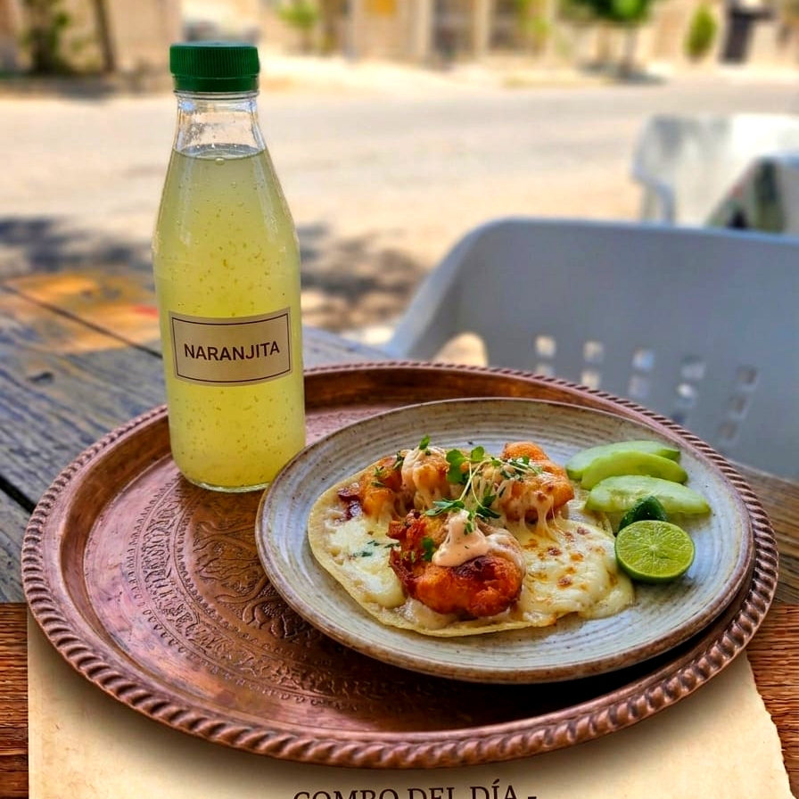 Quesadilla de Camaron Capeado y Te