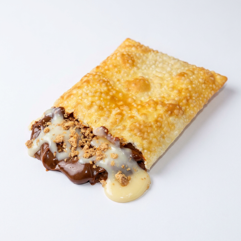 Paçoquinha, doce de leite, chocolate branco.
